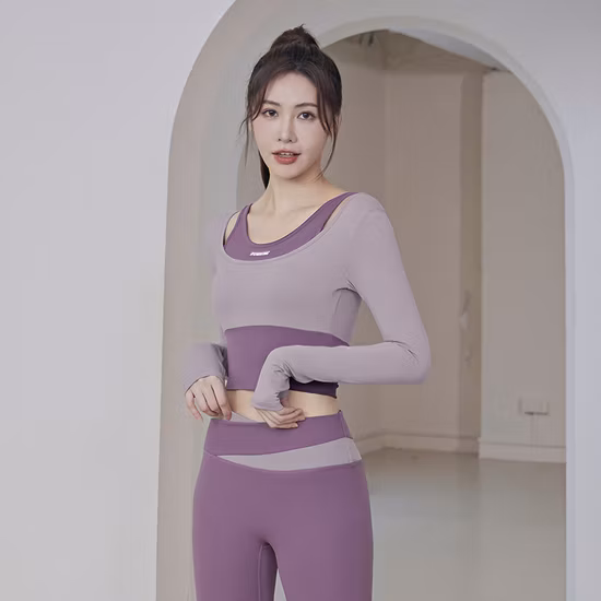 Nouveaux vêtements de yoga en deux pièces pour femmes, course à pied, fitness, hauts de sport